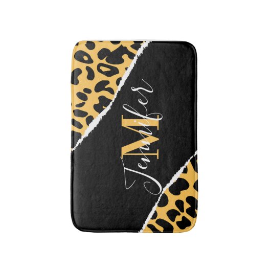 Golden Leopard Print Badematte (Vorderseite Vertikal)