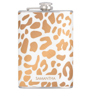 Golden Leopard Print Flachmann