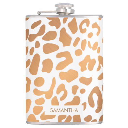 Golden Leopard Print Flachmann (Vorderseite)