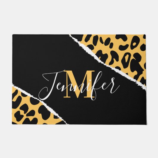 Golden Leopard Print Fußmatte (Vorderseite)