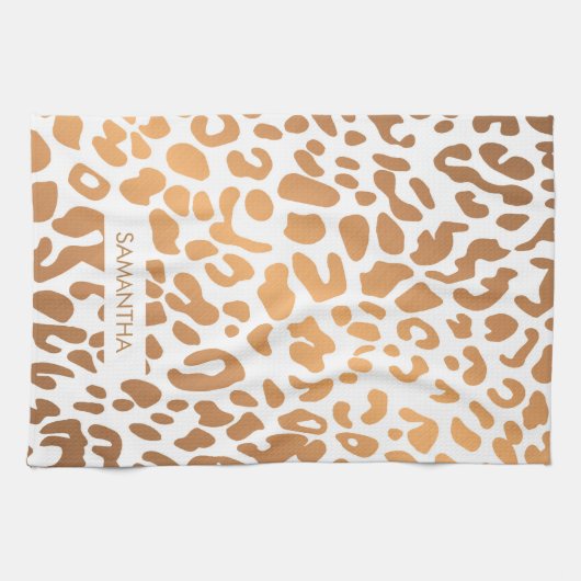 Golden Leopard Print Geschirrtuch (Horizontal)