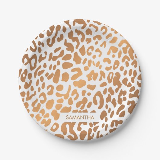 Golden Leopard Print Pappteller (Vorderseite)