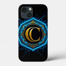 Golden Letter C mit Blue Electric Decorative
