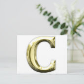 Golden Letter C Shiny Gold Alphabet Postkarte (Stehend Vorderseite)