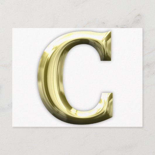 Golden Letter C Shiny Gold Alphabet Postkarte (Vorderseite)