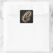 Golden Letter C - Square Sticker (Tasche)