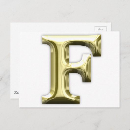 Golden Letter F Shiny Gold Alphabet Postkarte (Vorne/Hinten)