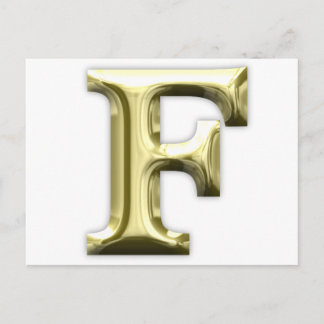 Golden Letter F Shiny Gold Alphabet Postkarte