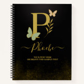 Golden Letter P Butterfly Notebook-Abdeckung Notizblock (Vorderseite)
