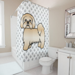 Golden Lhasa Apso Niedlich Cartoon Dog Illustratio Duschvorhang