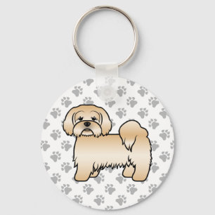 Golden Lhasa Apso Niedlich Cartoon Dog Illustratio Schlüsselanhänger