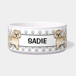 Golden Lhasa Apso Niedlicher Hund mit Paws & Name Napf