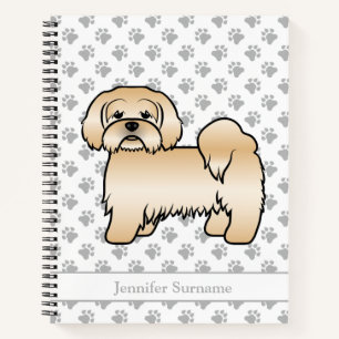 Golden Lhasa Apso Süßer Cartoon-Hund & Name Notizblock