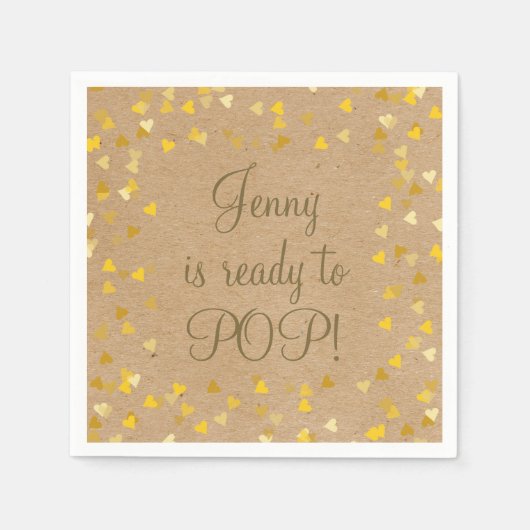 Golden Liebe Hearts Sie ist bereit für Pop Babydus Serviette (Vorderseite)