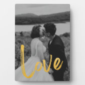 Golden LIEBE Script Easel Personalize Foto Fotoplatte (Vorderseite)