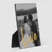 Golden LIEBE Script Easel Personalize Foto Fotoplatte (Seite)