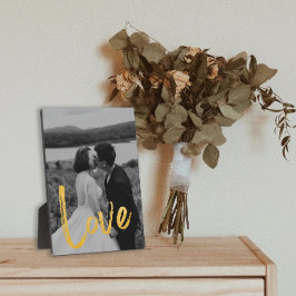 Golden LIEBE Script Easel Personalize Foto Fotoplatte