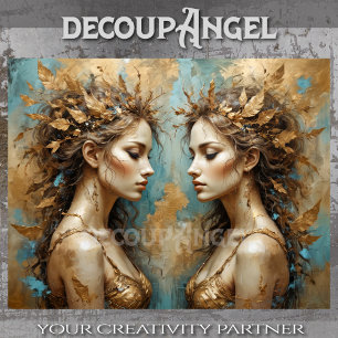 Golden Lieves Sisters Decoupage Seidenpapier