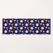 Golden & Light Blue Polka Punkte auf Navy Blue Yogamatte (Vorderseite (Horizontal))