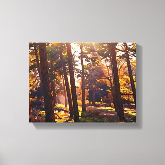 Golden Light Forest Oil Painting Leinwanddruck (Vorderseite)