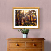 Golden Light Forest Oil Painting Leinwanddruck
