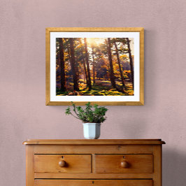 Golden Light Forest Oil Painting Leinwanddruck