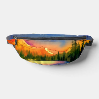 Golden Light Mountains Landschaftlich Wasserfarbe Bauchtasche