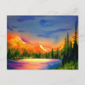 Golden Light Mountains Landschaftlich Wasserfarben Postkarte (Vorderseite)