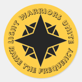 Golden Light Warriors Unite Runder Aufkleber