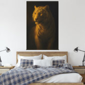 Golden Light White Tiger – Fine Art Portrait Leinwanddruck (Insitu (Schlafzimmer))