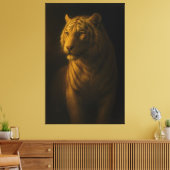 Golden Light White Tiger – Fine Art Portrait Leinwanddruck (Insitu (Wohnzimmer))