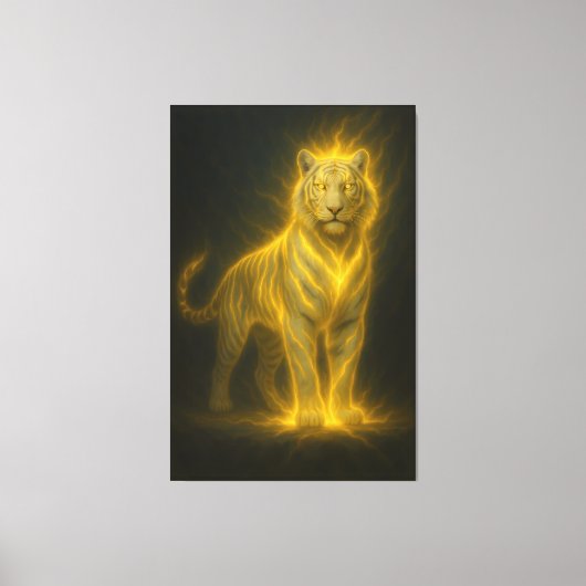 Golden Lightning Tiger – High-End Fantasy Art Pain Leinwanddruck (Vorderseite)