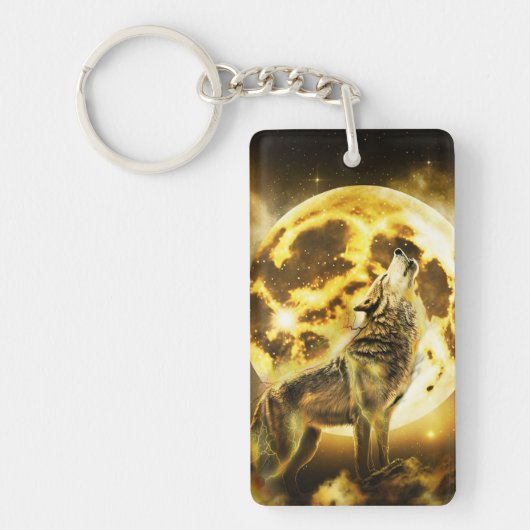 Golden Lightning Wolf Schlüsselanhänger (Vorderseite)