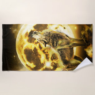 Golden Lightning Wolf Strandtuch