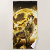 Golden Lightning Wolf Strandtuch (Vorderseite)