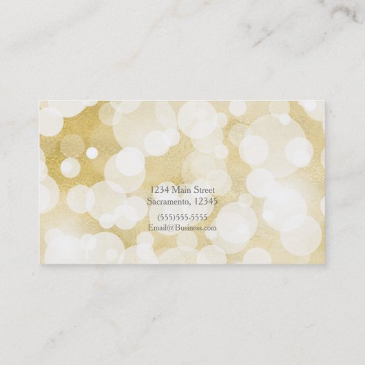 Golden Lights Gold Glam Moderner, eleganter Text Visitenkarte (Rückseite)