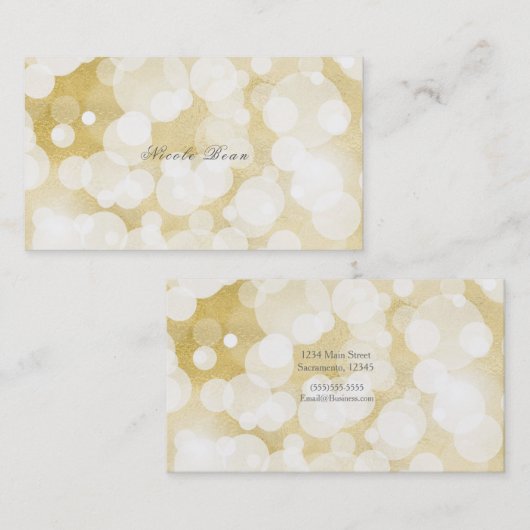 Golden Lights Gold Glam Modernes Glam Party Custom Visitenkarte (Vorne/Hinten)
