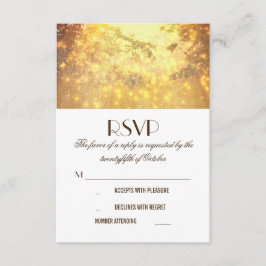 Golden Lights Tree Branches Wedding RSVP Karten