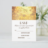 Golden Lights Tree Branches Wedding RSVP Karten (Stehend Vorderseite)