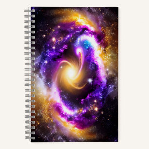 Golden Lila Blue Cosmos Sky Night Stars Galactic Notizblock