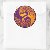 Golden Lila Tree of Life Yin Yang Runder Aufkleber (Tasche)