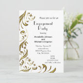 Golden Lilie Vine Engagement Party Einladung (Stehend Vorderseite)