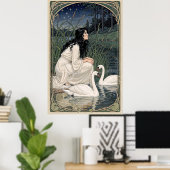 Golden Lilies Art Nouveau Elegance Poster (Heimbüro)