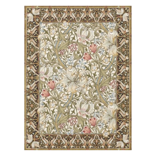 Golden Lilies Birds William Morris Pattern Tischdecke (Vorderseite)