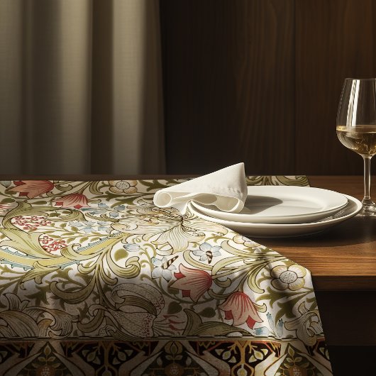 Golden Lilies Birds William Morris Pattern Tischdecke