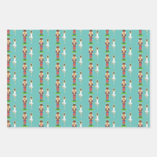 Golden Lily Blume, Nutcracker und Balletttänzer Geschenkpapier Set (Vorderseite 3)