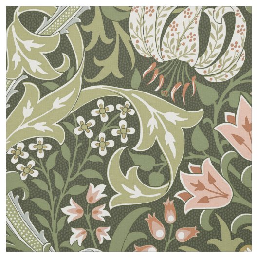 Golden Lily Forrest Grün William Morris Stoff (Muster)