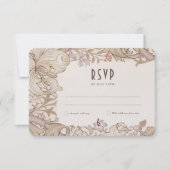 Golden Lily Sage Wedding RSVP Card Morris Einladung (Vorderseite)