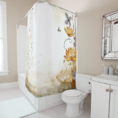 Golden Lily Serenity: Aquarellbraun Lilies Duschvorhang (Beispiel)