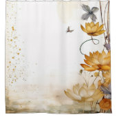 Golden Lily Serenity: Aquarellbraun Lilies Duschvorhang (Vorderseite)